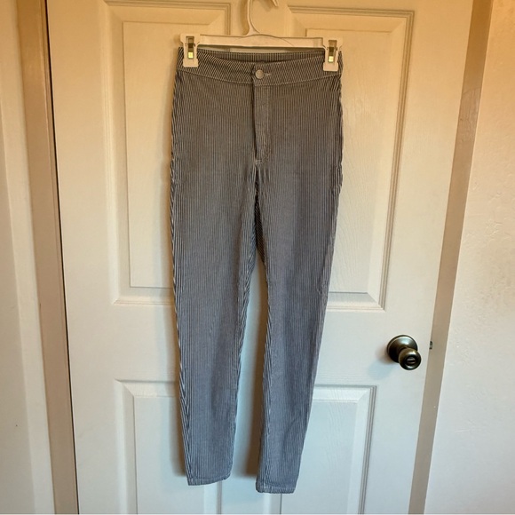 Free People Belle Railroad Stripe Midrise Skinny Stretchy Pants, Size 25 - Picture 7 of 10